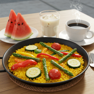 Paella sólo con verduras + sandía + café o bebida vegetal - Freetime Burgos Free Festival